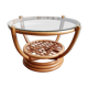 Table basse en rotin avec plateau en verre