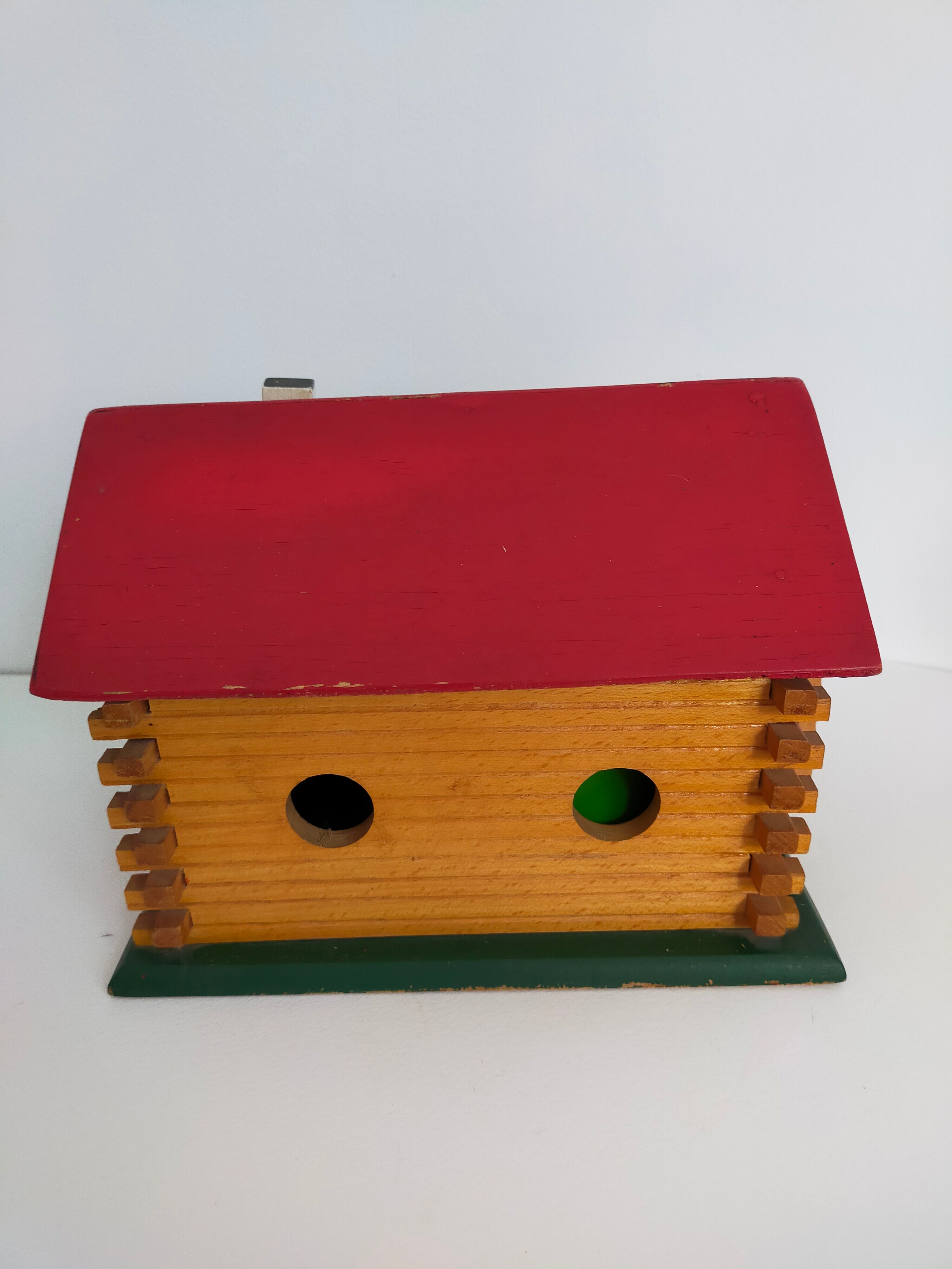 Wooden house furnished vintage toy child