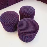 Vintage Snake modular sofa composed of 11 armchair modules and 3 velvet fabric poufs