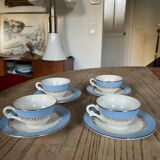 Blue earthenware coffee set
