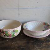 Salad bowl and drainer in vintage slip