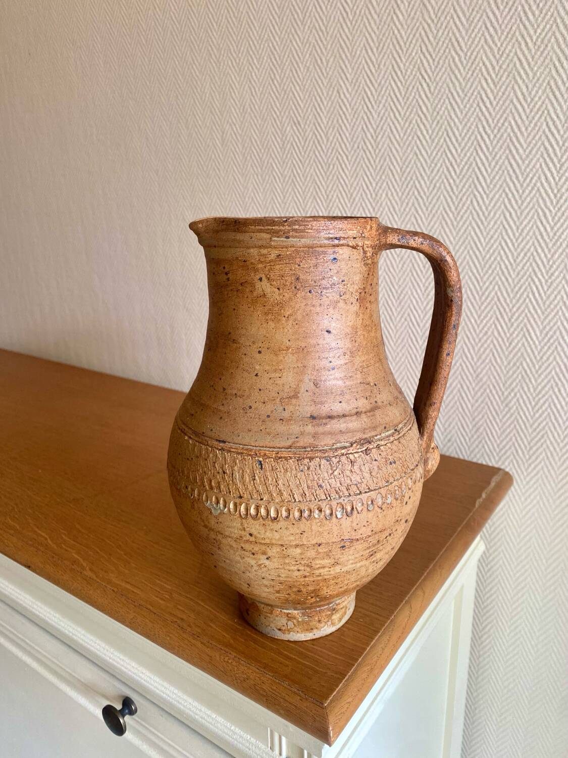 Stoneware carafe signed La Hulotte Caylus