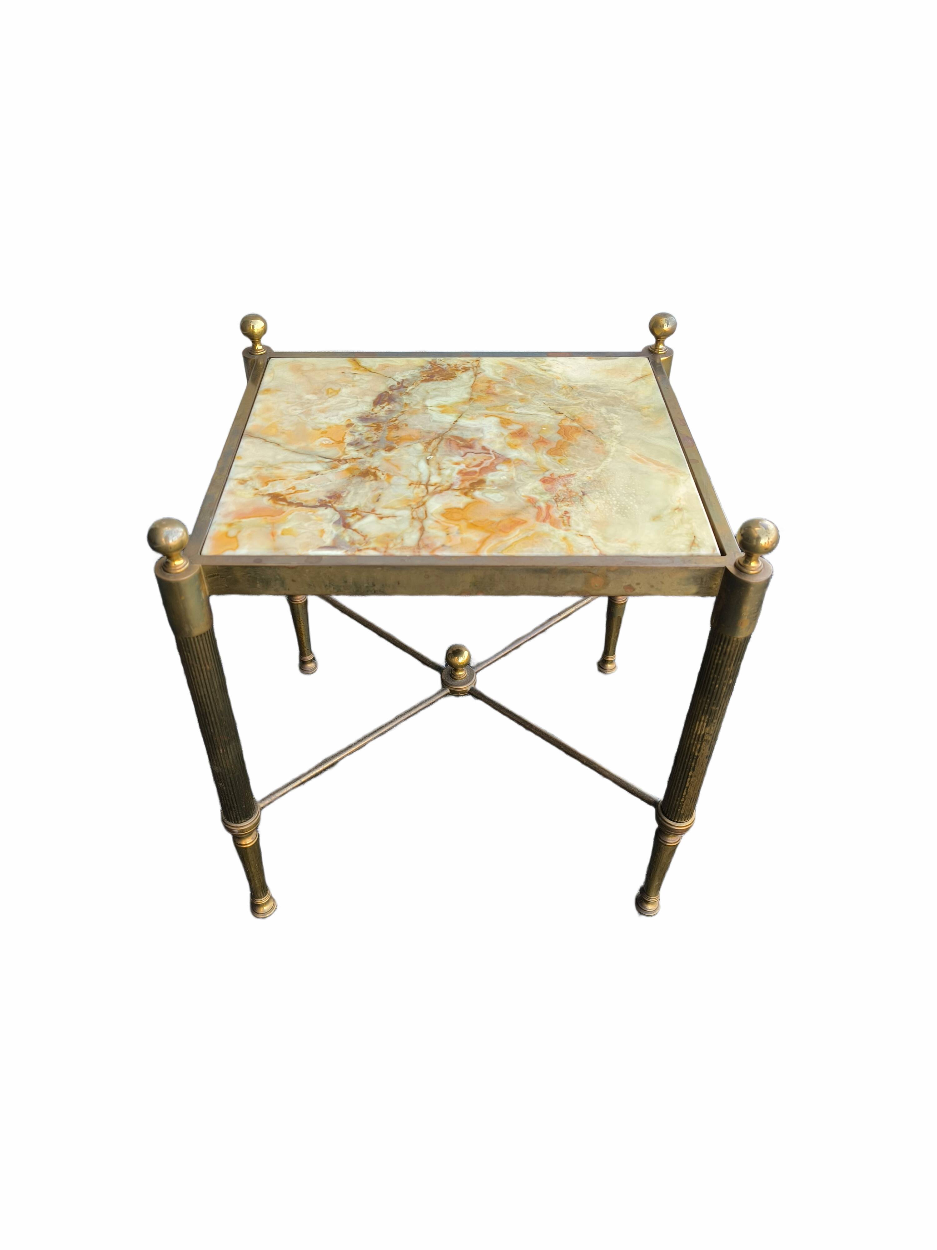 Brass onyx coffee table