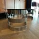 70s oval design coffee table in glass with chrome S legs.
