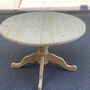 Table à manger ronde extensible pied central rénovée en bois massif 200cm