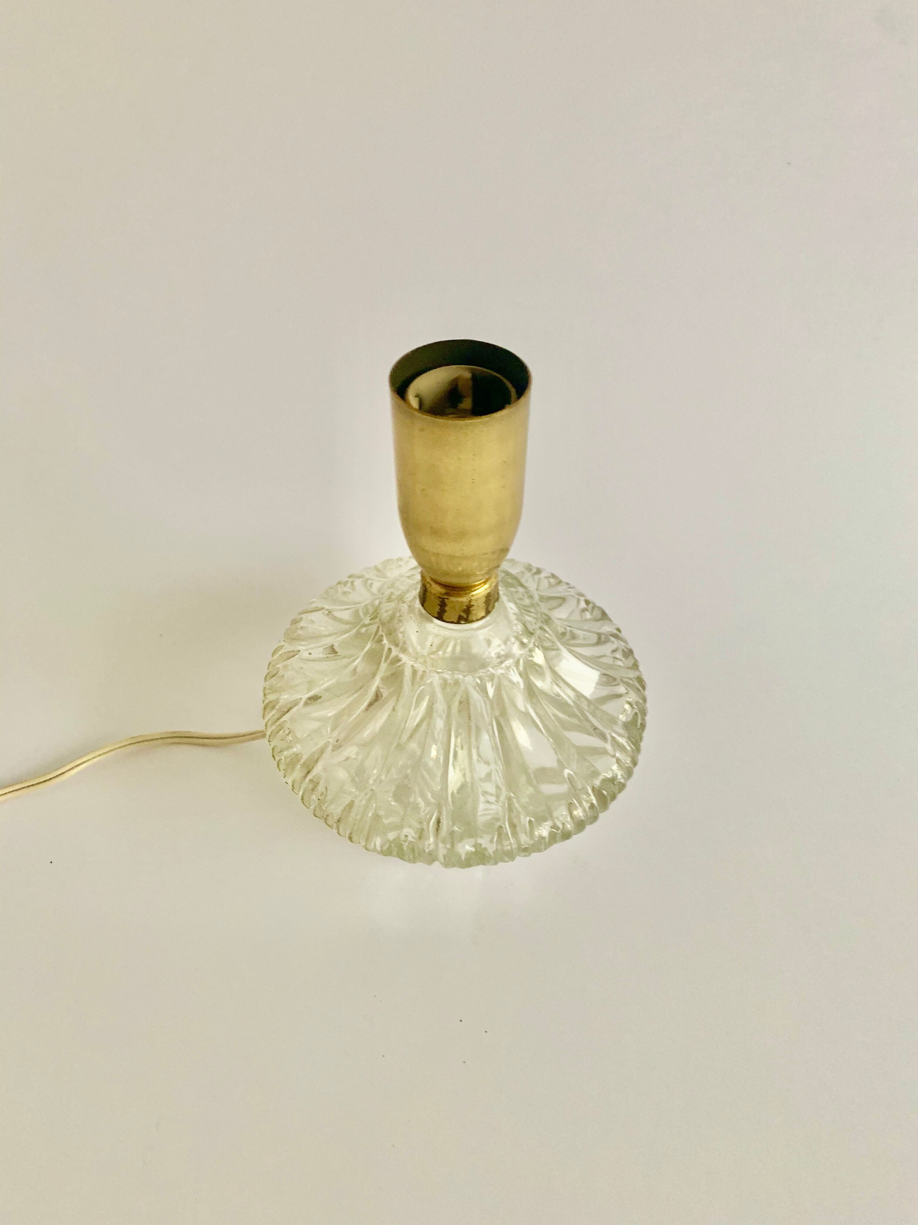 Lamp base glass and brass, 1960s