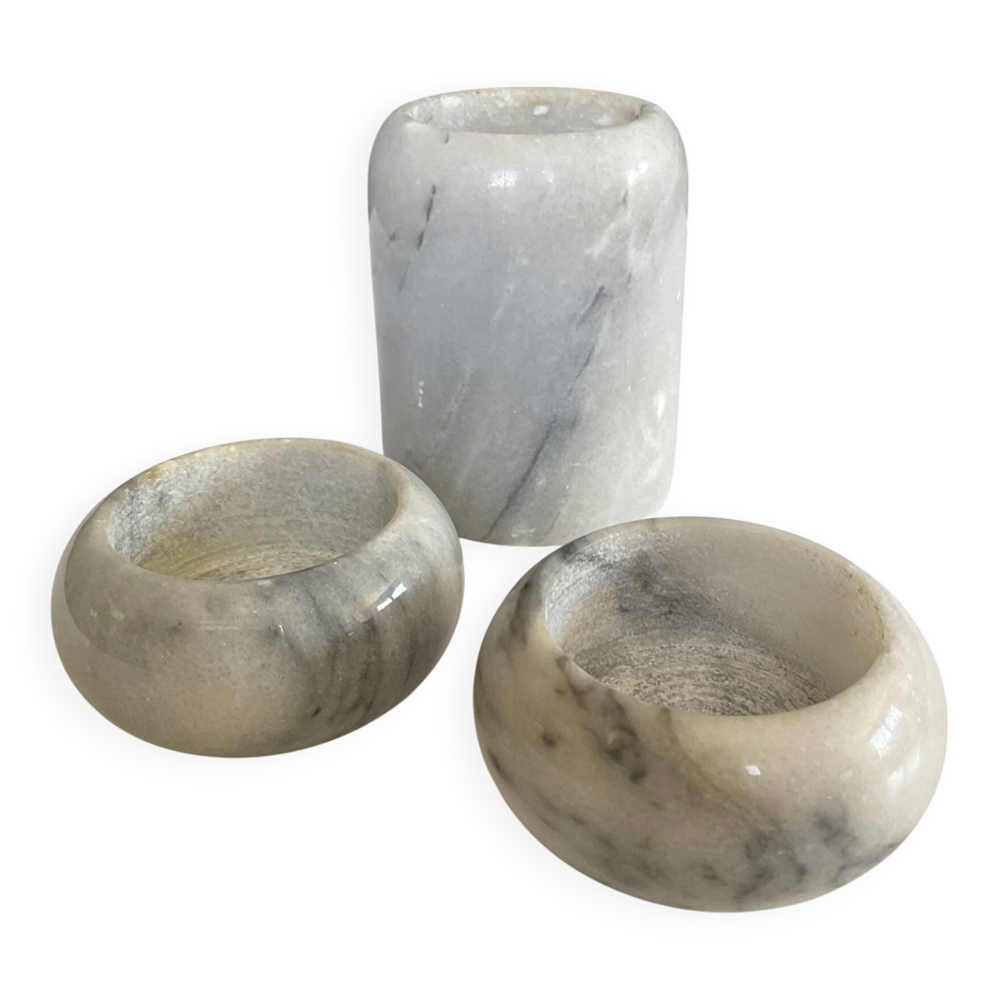 Vintage marble candlestick trio