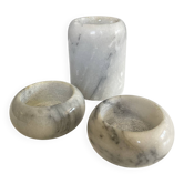 Vintage marble candlestick trio