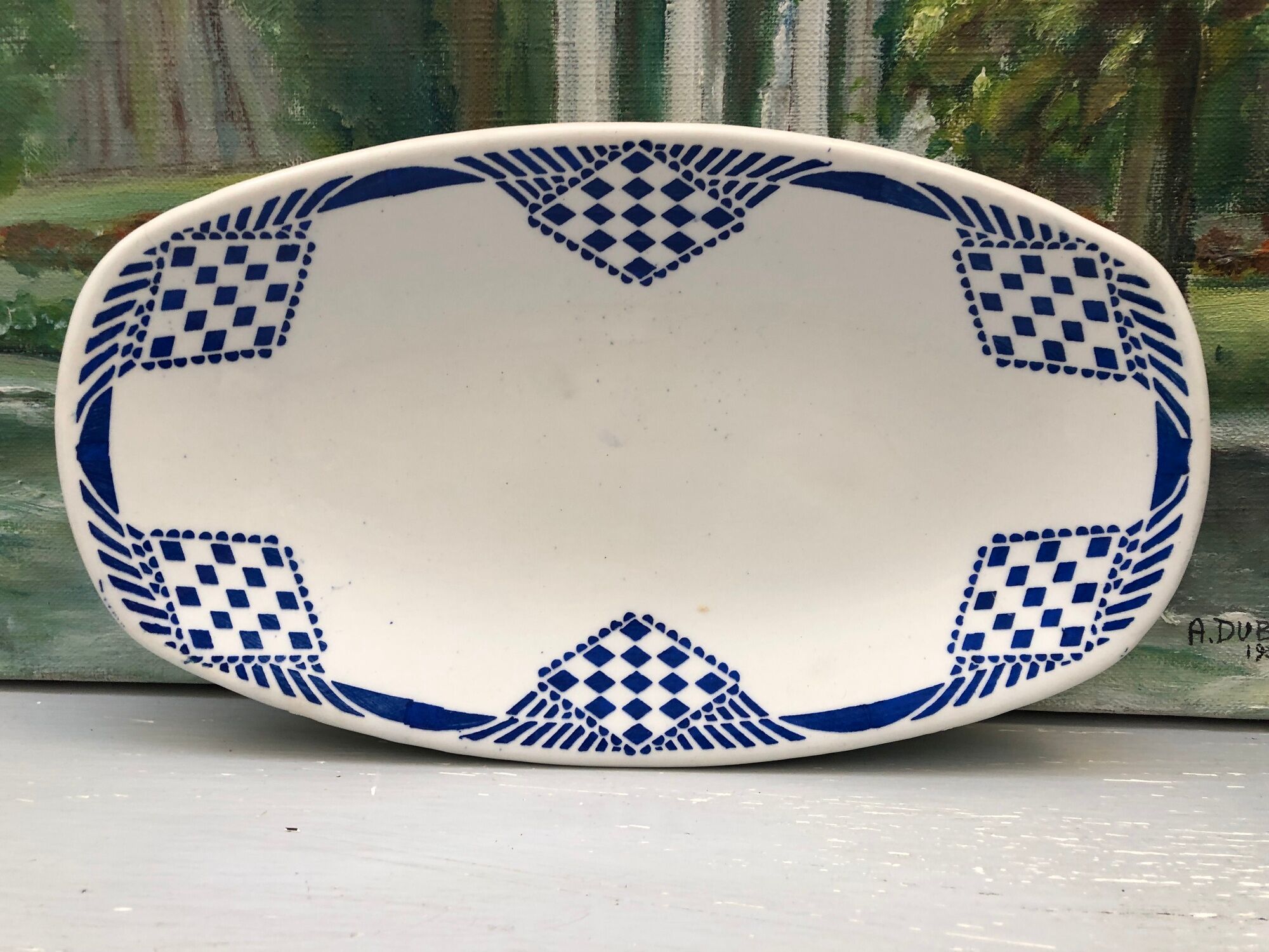 Ravier dish signed Moulin des loups Hamage Orchies Nord France model Pantin