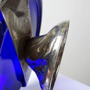 Antique cobalt glass and silver-plated metal bowl, Louis XVI style, circa 1900-1920.