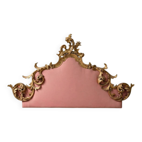 Tête de lit italienne de style rococo en bois doré sculpté, XIXe siècle