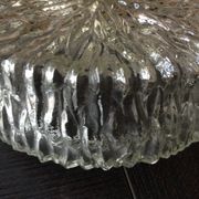 Round ice glass ceiling lamp, vintage 60s-70s