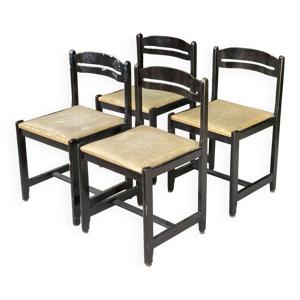 4 chaises en bois massif - noir
