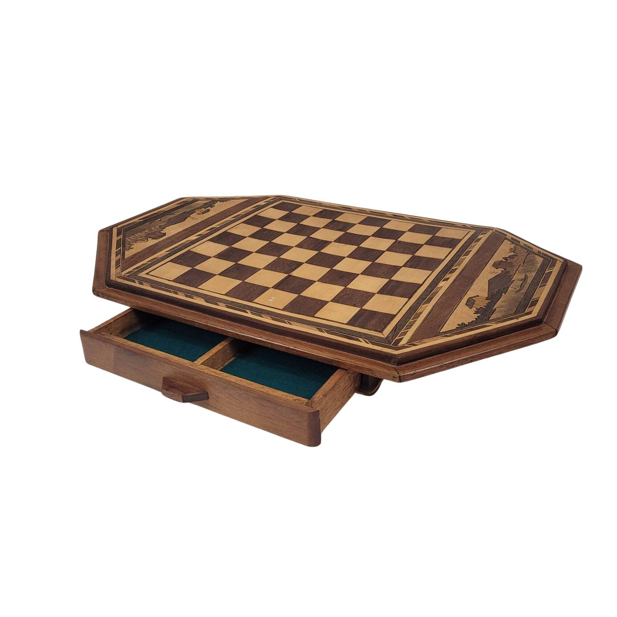 Game of ajedrez, madera tallada, Arts & Crafts, circa 1900 - Inglaterra