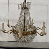 20th century bronze basket chandelier with tassels