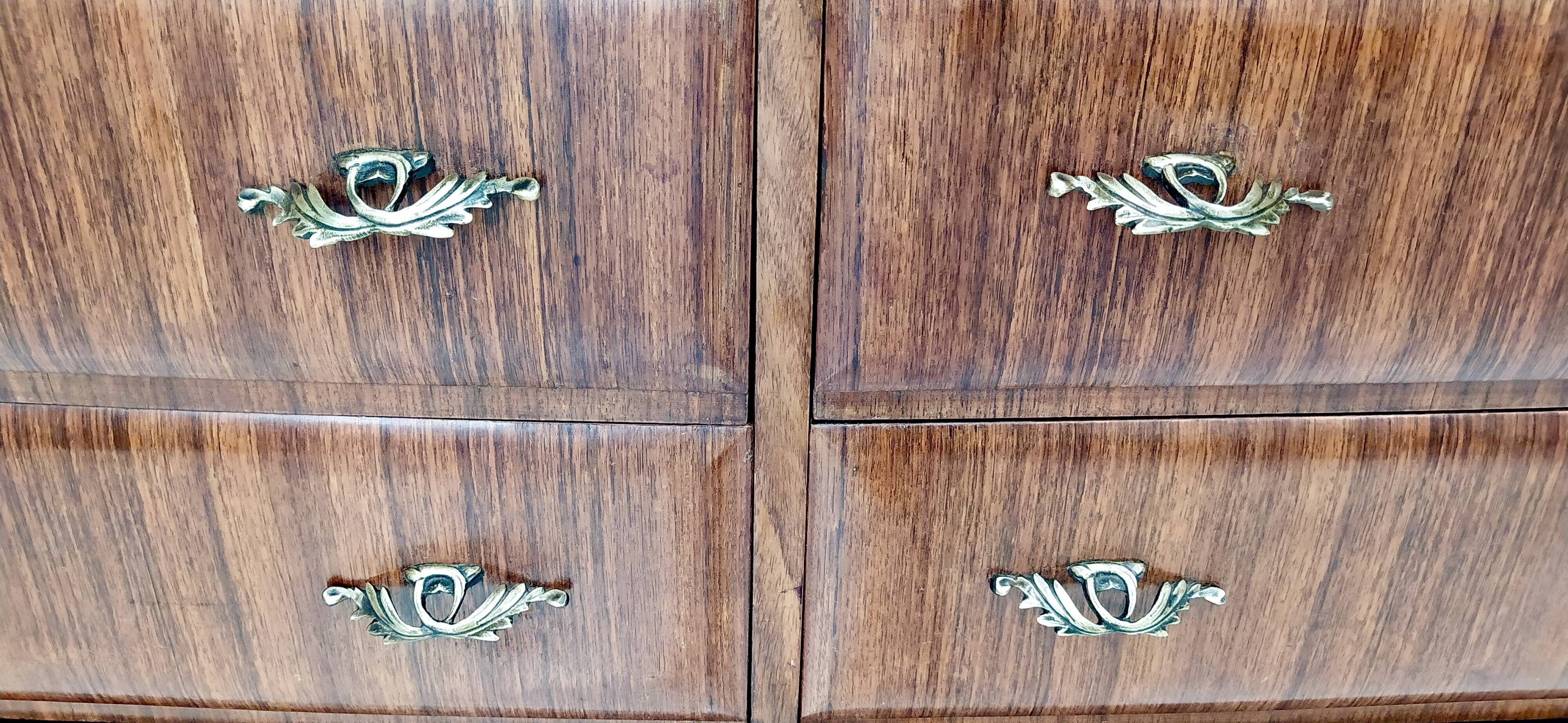 Black Walnut Dresser Produced by Dassi with Carrara Marble Top, Italy