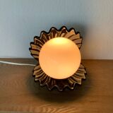 Vintage ceramic shell lamp with opaline globe