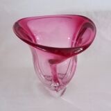 Vase Studio Cristal de Val st Lambert in Rose Cranberry