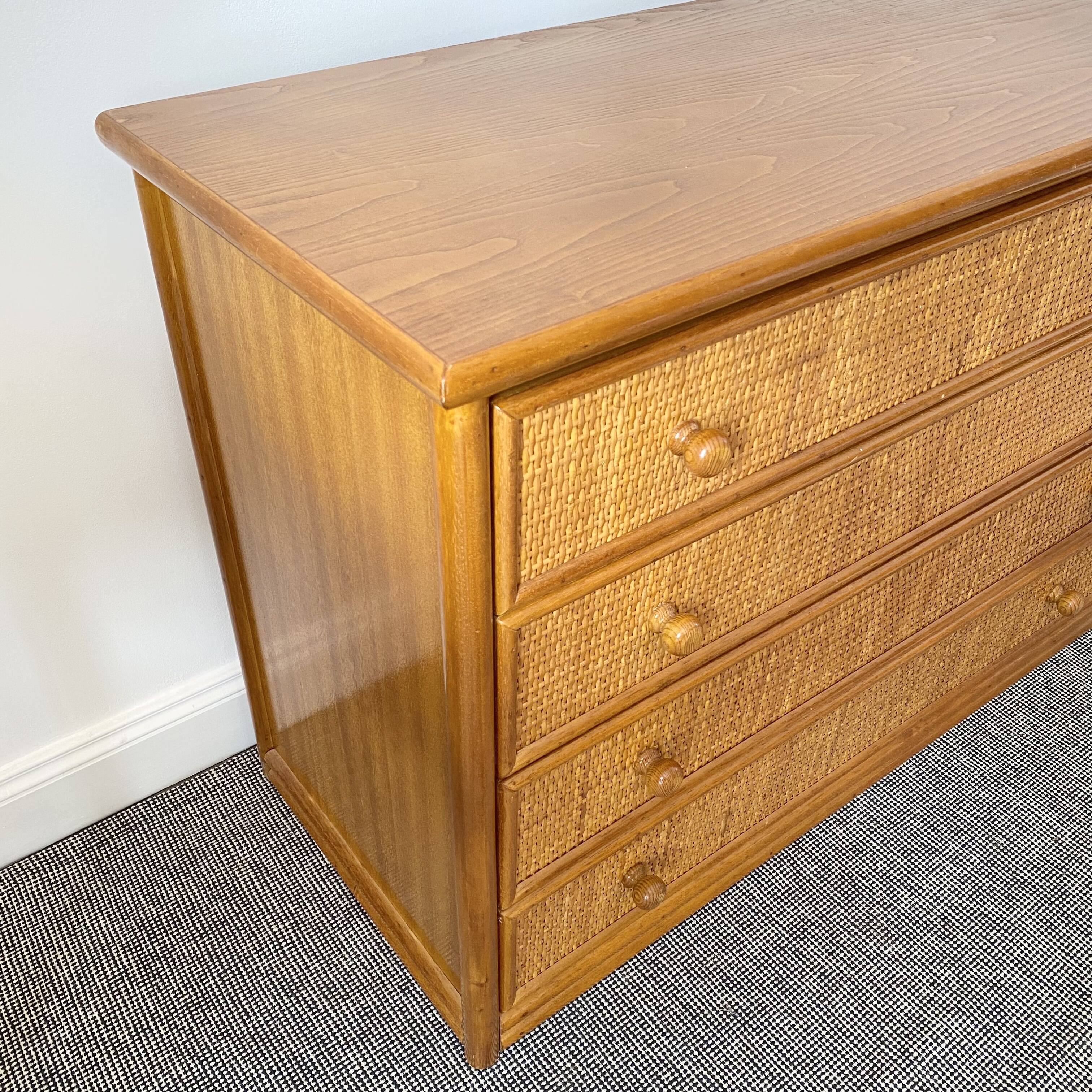 Vintage rattan chest of drawers