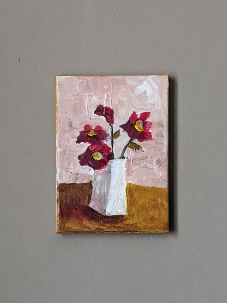 Acrylic on canvas small painting contemporary still life