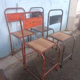 4 antique metal wooden chairs