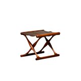 Poul Hundevad PH43 Guldhøj Stool in Teak and Brown Leather, Denmark, 1960s