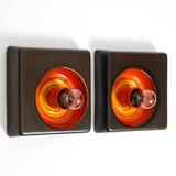 Two beautiful original 1970s Space Age ceramic wall lamps