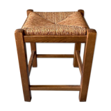 Wooden and straw stool