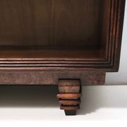 Vintage small walnut and birch root art deco bookcase, italy