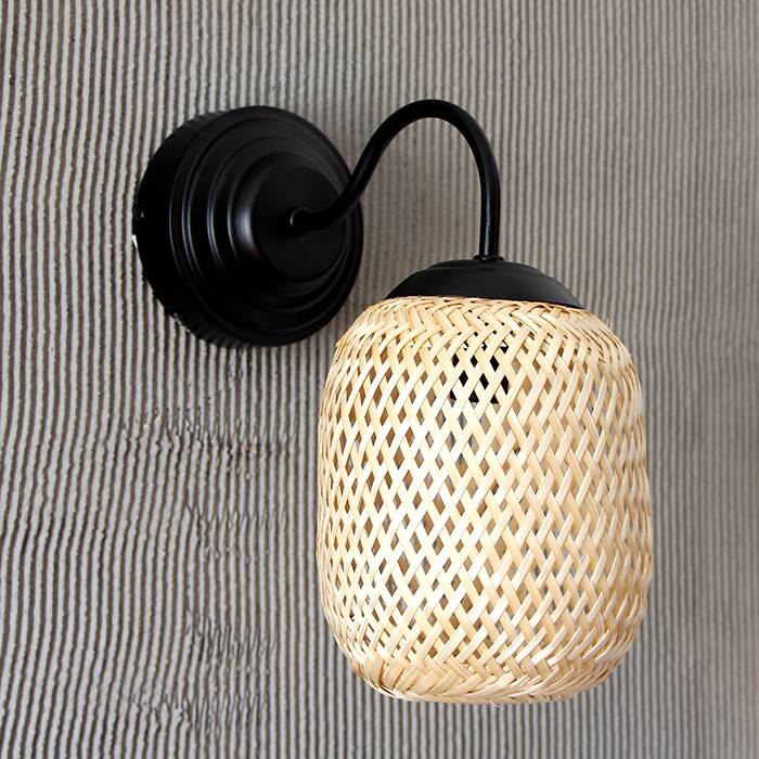 Bohemian Bamboo Sconce Lamp 16x19Cm