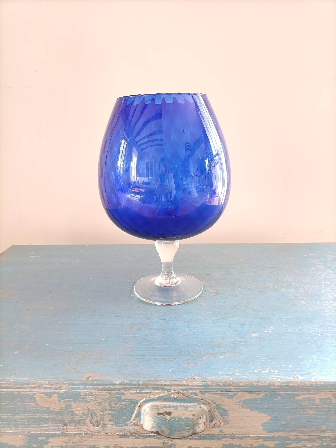 Très grand verre / vase Empoli Bleu