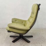 Leather swivel armchair