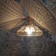 Rattan and English embroidery flower pendant light