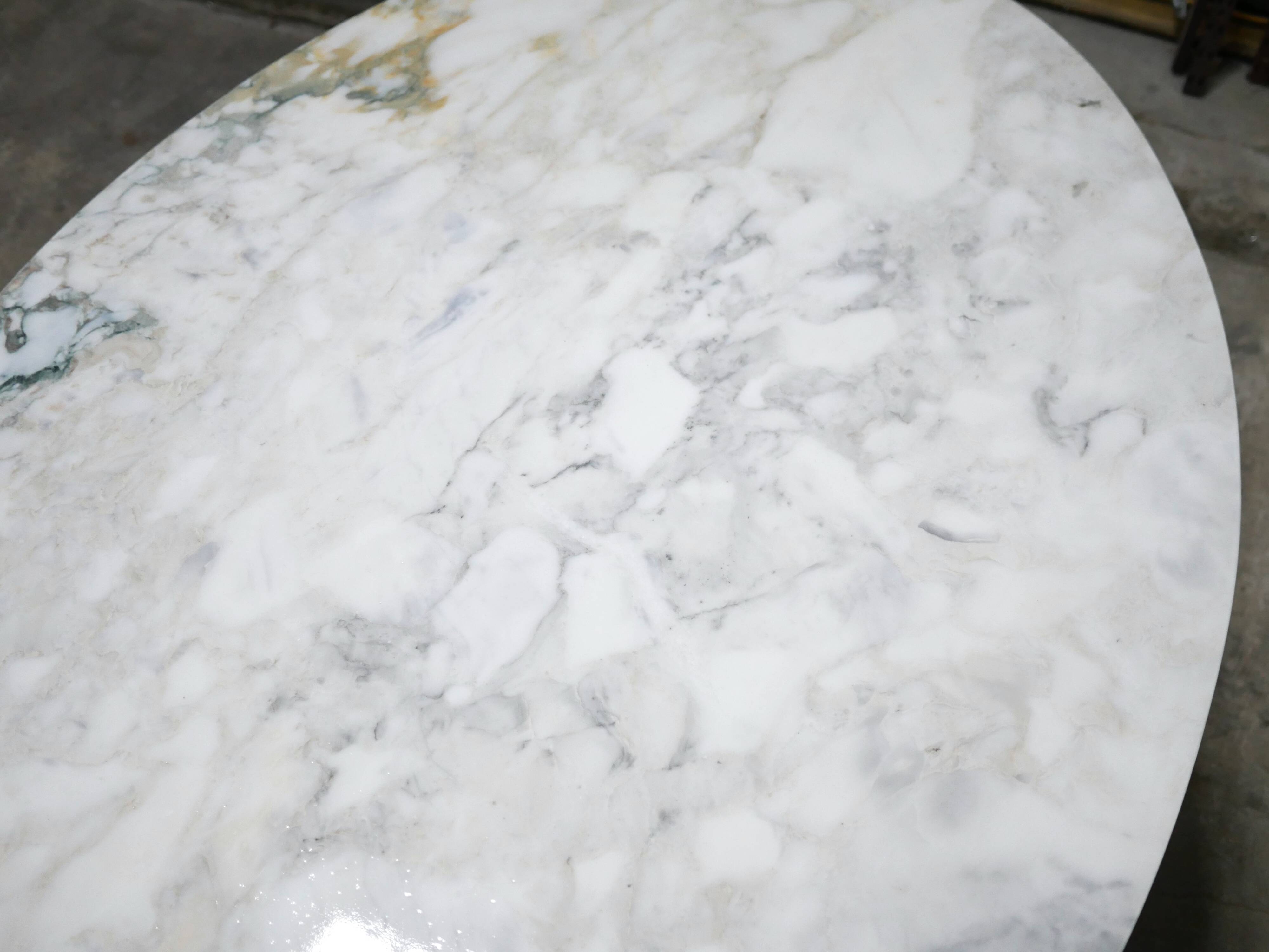 Vintage oval marble table produced by Roche Bobois