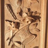 Panel, pediment, bas-relief in carved wood