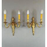 Pair of Gilt Bronze Wall Sconces, Louis XVI Style, 20th Century