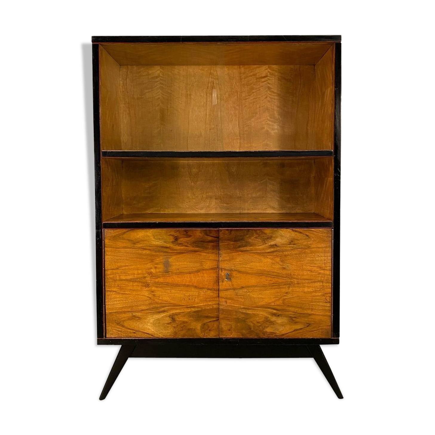 Bibliothèque plaquée noyer vintage, années 1960