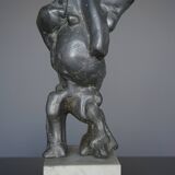 Large abstract lead Sculpture on a marble base. 1960s