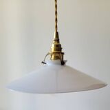 Duo of white opaline pendant lights