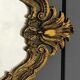 Victorian style table mirror. Decor Rinceaux, curved foot. In bronze patina old gold. 27 x 20 cm