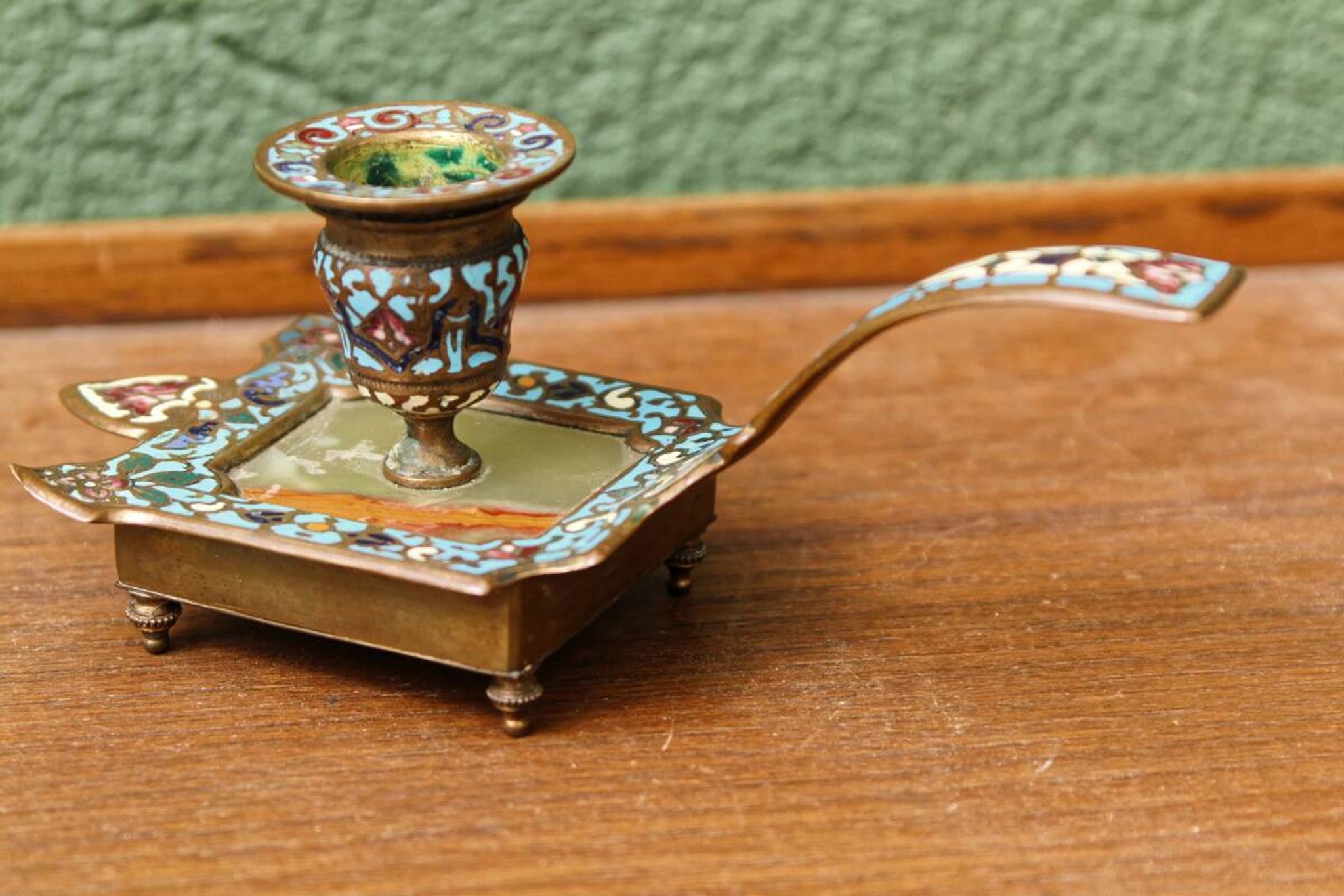 Cloisonne bronze hand candle holder, Napoleon III