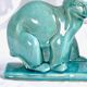 Art Deco Cracked Ceramic Teddy Bear Statue by LV Ceram