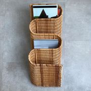 Mid Century Italian rattan, wicker wall magazine rack