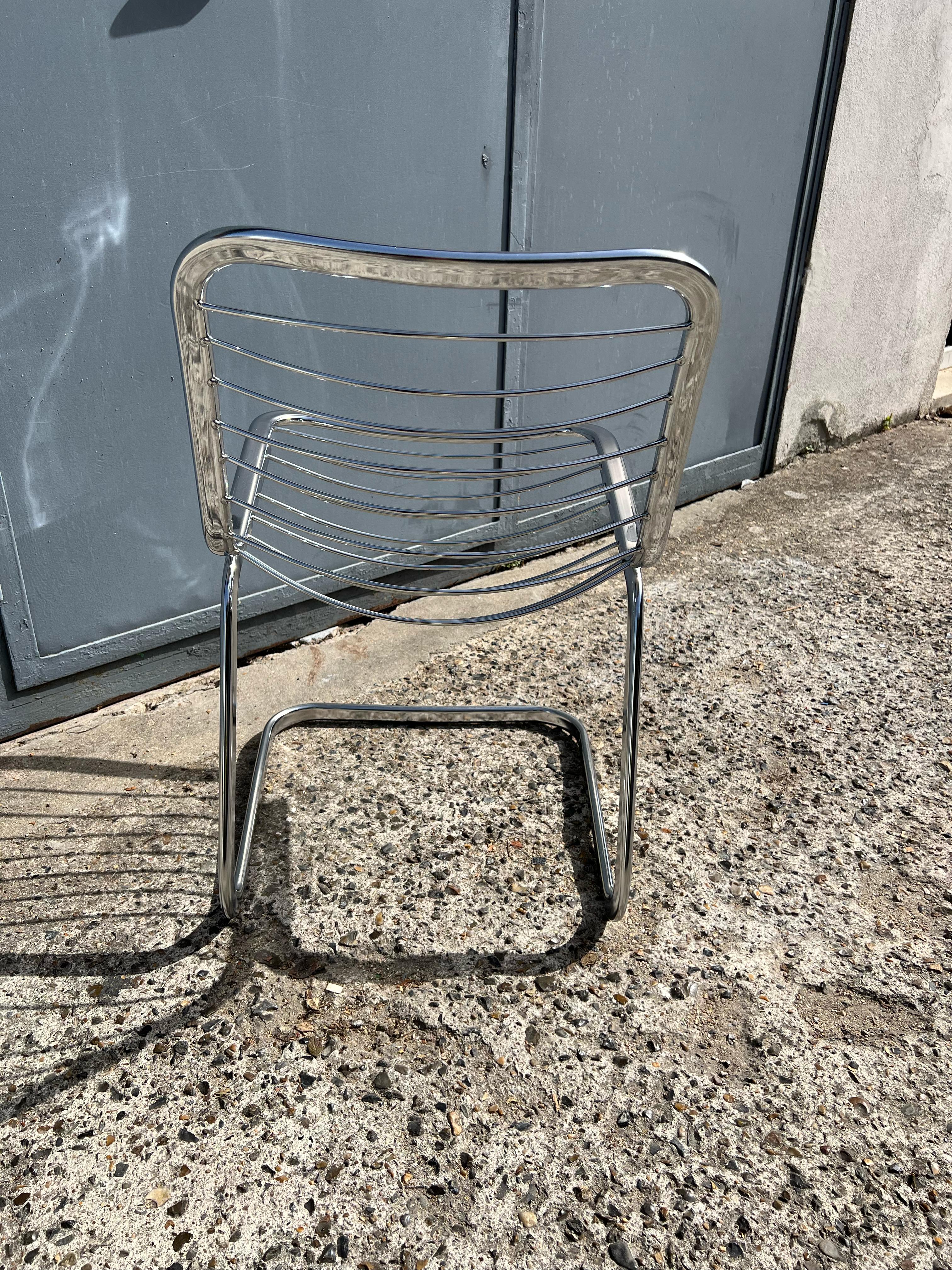 Vintage Italian design chrome metal chair from the 70s