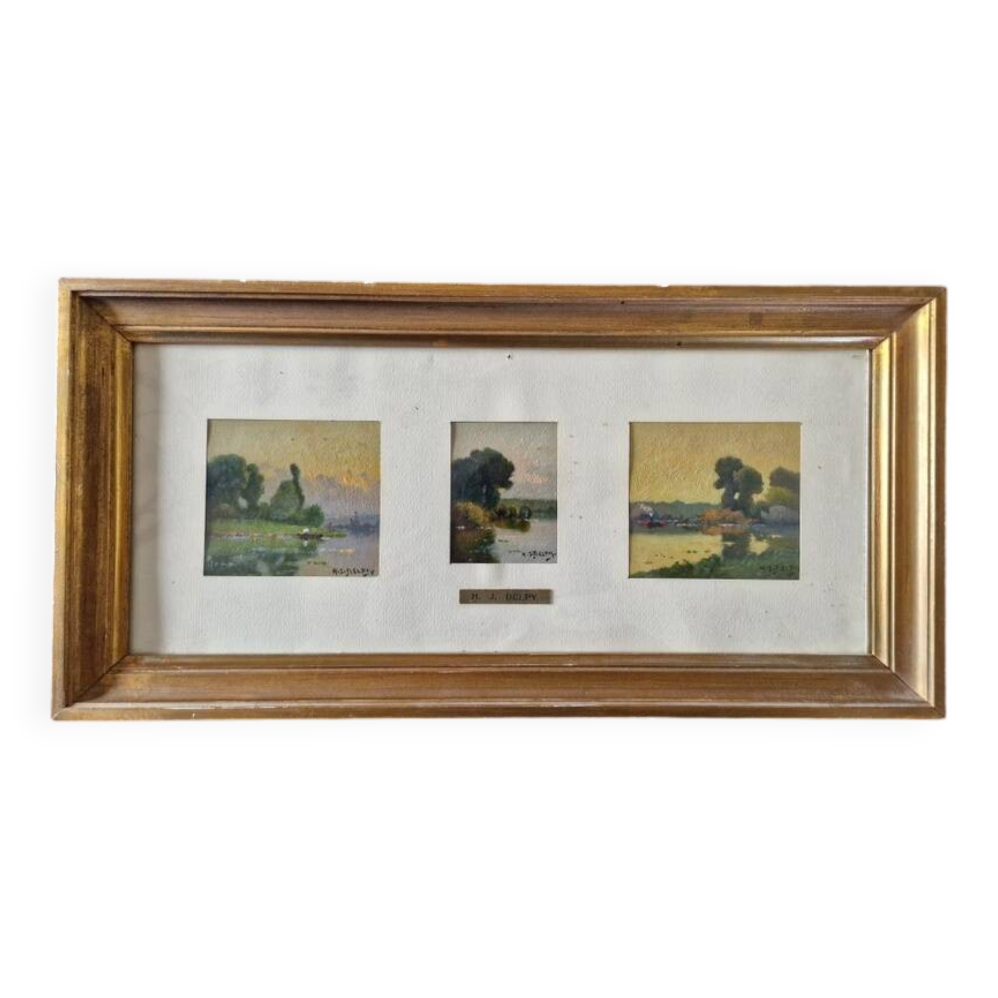 Henri Jacques Delpy (1877-1957) - Three oils on cardboard in the same frame - Landscapes