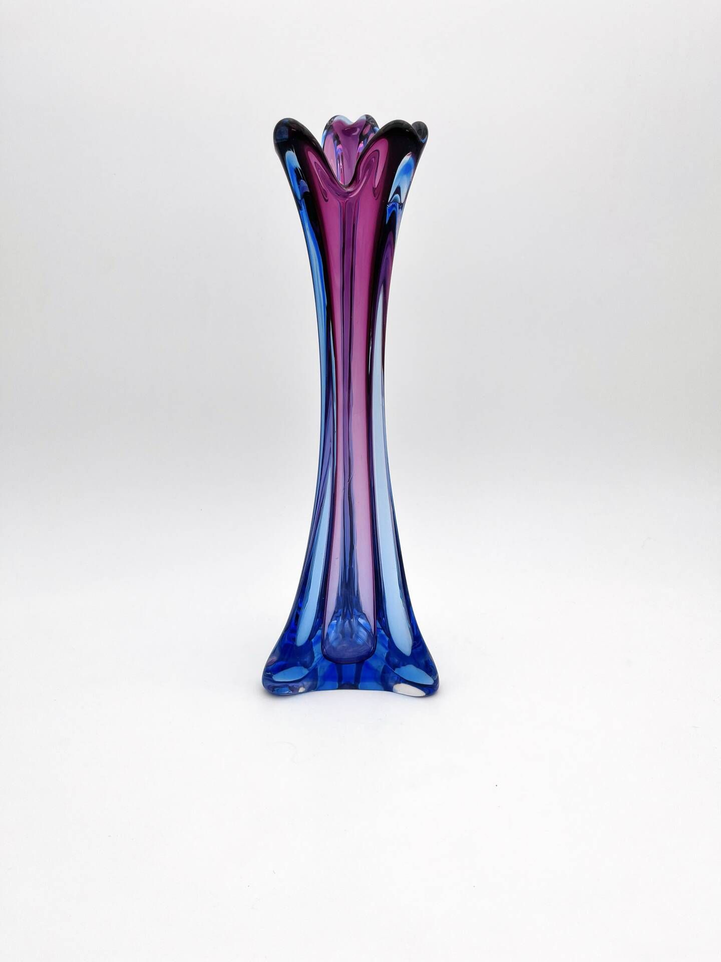Large Sommerso Vase Murano Violet Blue 34cm