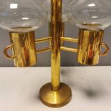 Bougeoir en laiton avec abat-jour en verre translucide fabriqué par Norway Candle Design années 1960