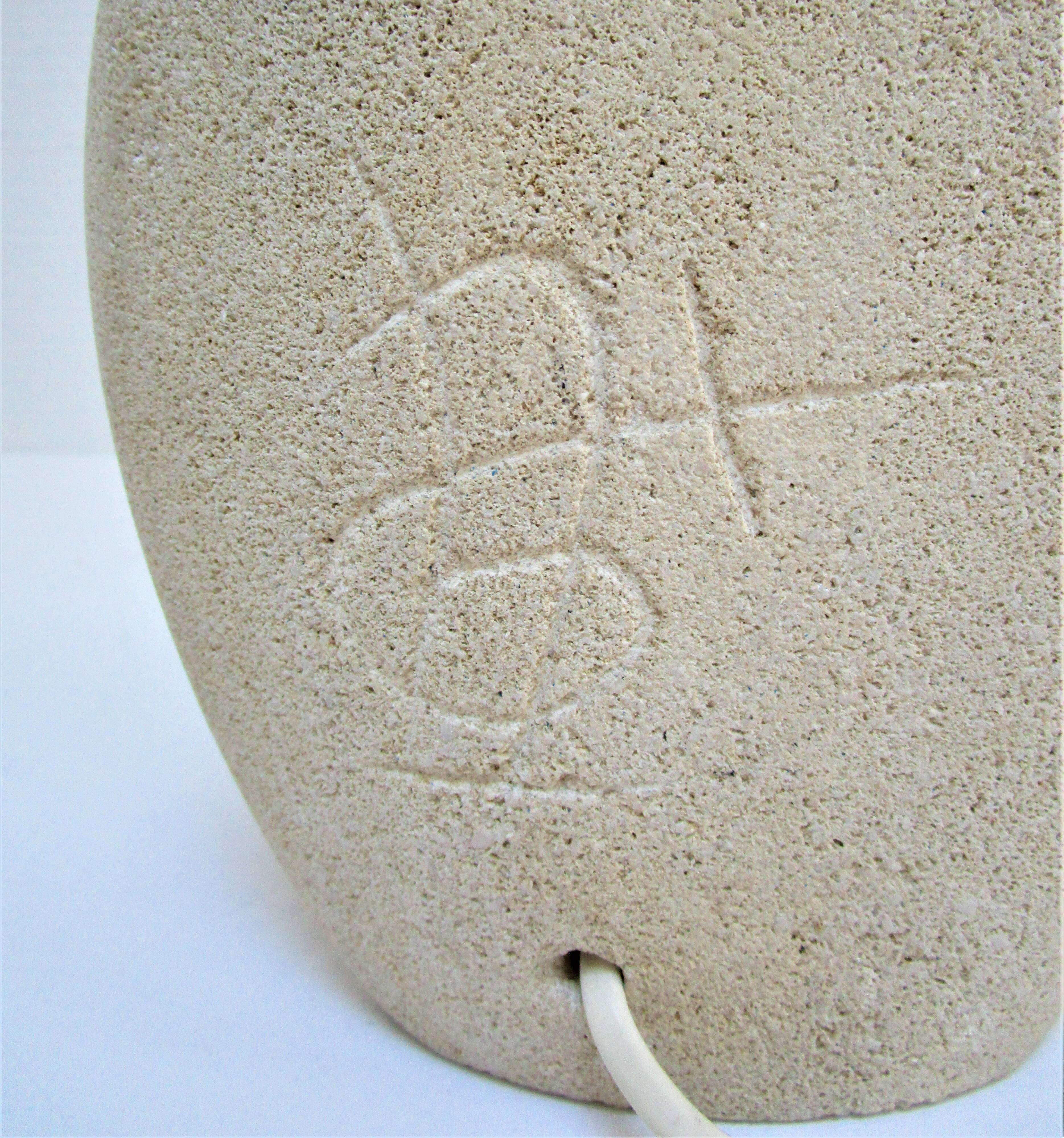 XL lamp in carved stone Arsène Galisson 80s height 40 cm