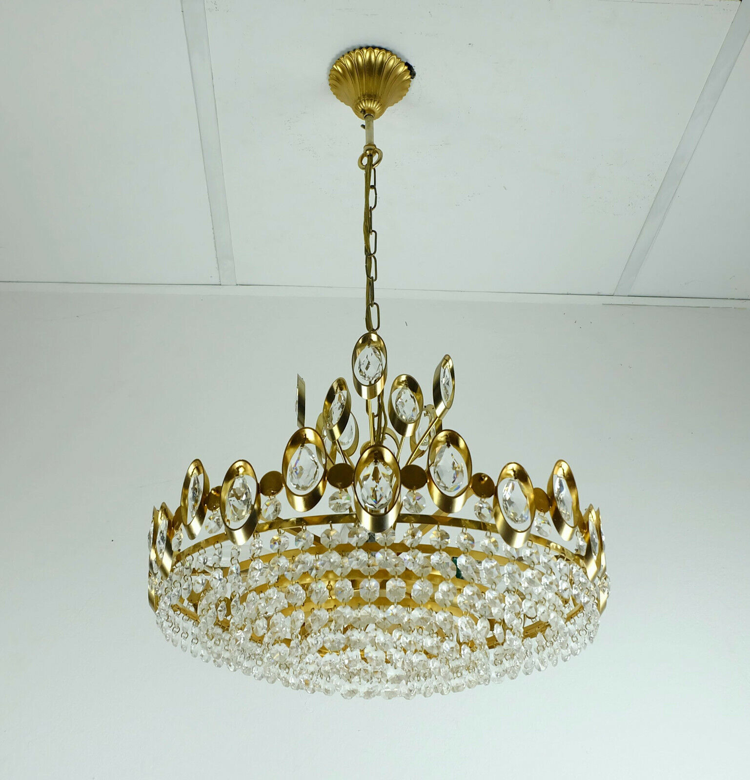 Mid century chandelier Palwa crystal glass