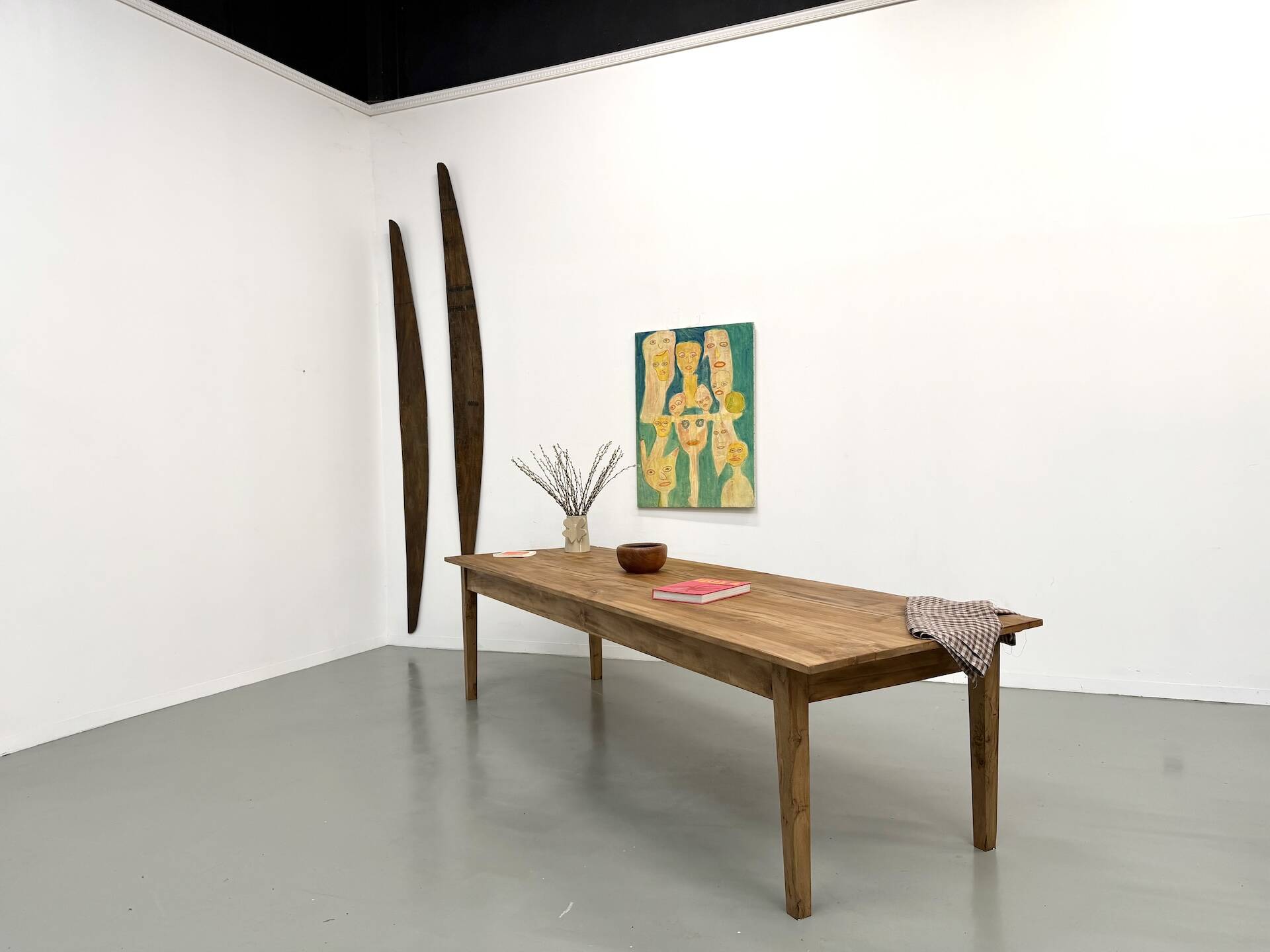 XXL solid walnut table with tapered legs